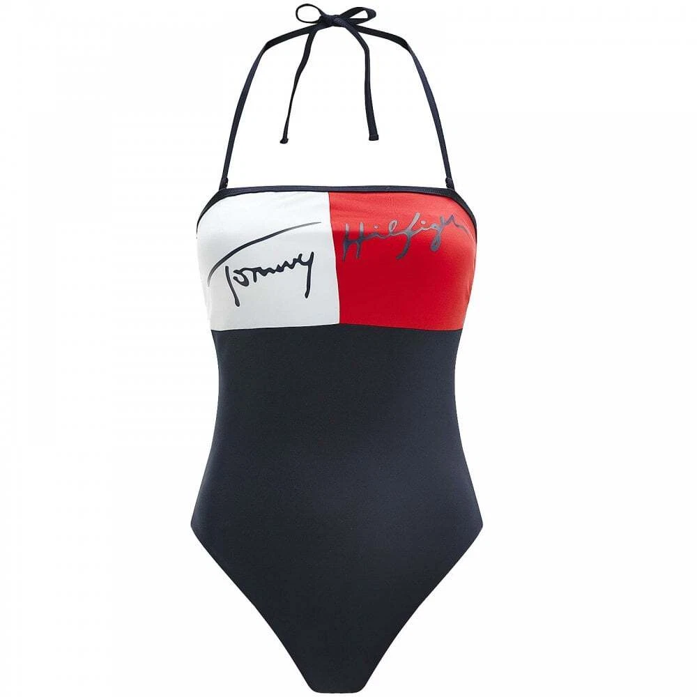 Tommy Hilfiger Bandeau One Piece Swimsuit Desert Sky