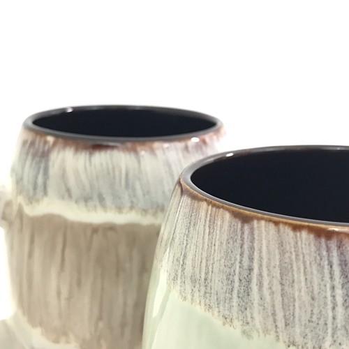 AMERICAN ATELIER Dip Dye Ombre Mug Set 2 Reactive Glaze Stripe Stoneware PAIR - Picture 9 of 10