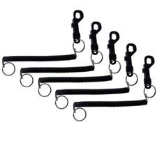 5 Pack - Bungee Coil Cords - Elastic Stretchy Casino ID Card Leash with Keychain