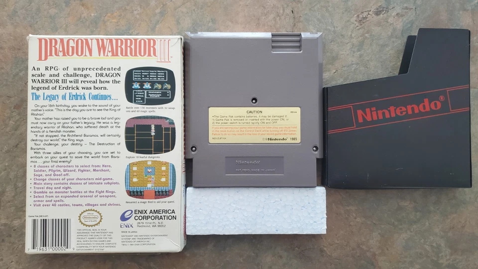 Dragon Warrior 3 NTSC (US/Canada) 1992 Nes - Game, Box, Foam, Nintendo sleeve - Image 2 of 4