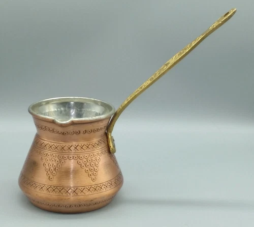 Crystalia Copper Coffee Cezve Brass Handle