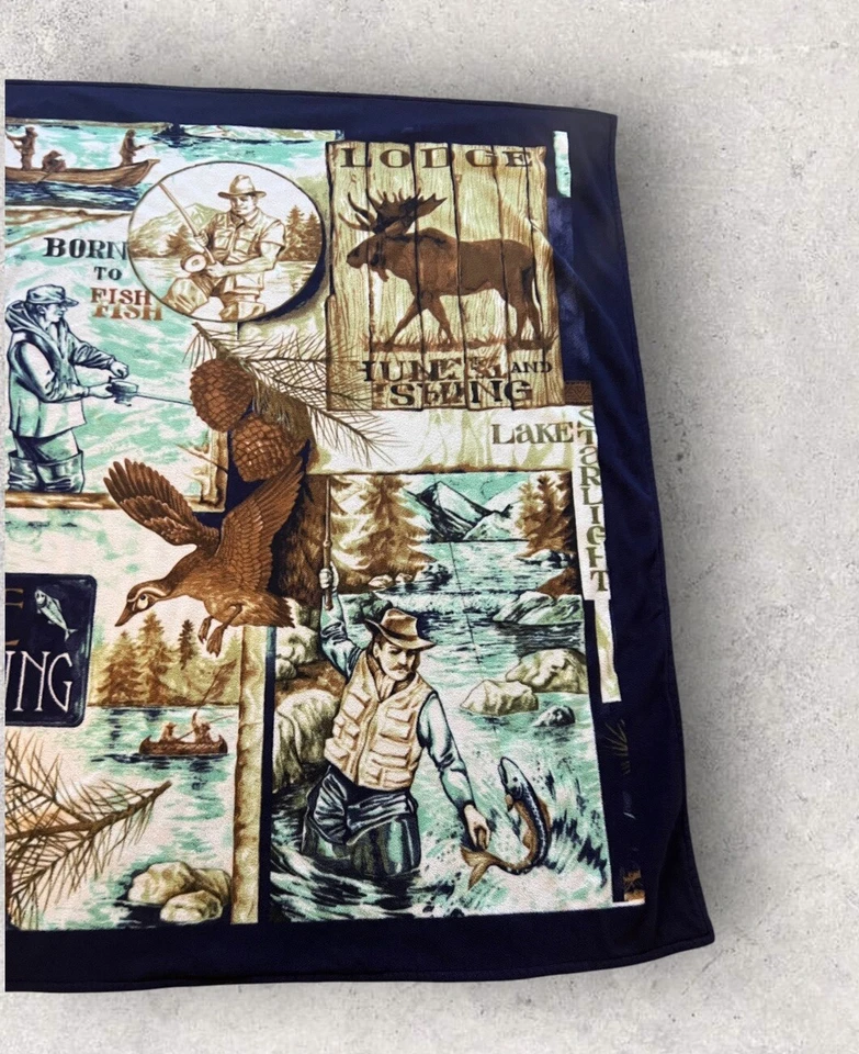 Gone Fishing Outdoors Graphic Warm Fleece Throw Twin Blanket 57”x67” - Image 3 of 4