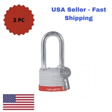 Lot of 2 Piece 40mm Laminated Pad Locks Keyed Long Shackle NIKATTO USA STOCK