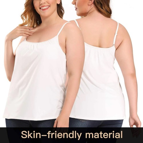 Womens Comfort Camisole with Built In Shelf Bra Adjustable Strap Vests Tank Top - Picture 8 of 53
