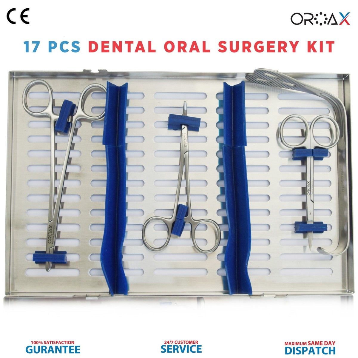 74-Piece German Oral Surgery Instrument Kit - Stainless Steel Dental Forceps & Elevators
