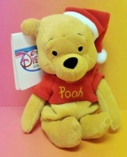 8" Brand New Disney Store Plush Beanie - Santa Winnie the Pooh - NWT Rare