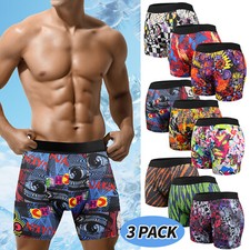 3 PACK Men Quick Dry Underwear Boxers Briefs Comfort Shorts Pants With Bags US