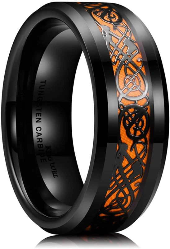 King Will Dragon 8mm Mens Celtic Dragon Tungsten Carbide Wedding