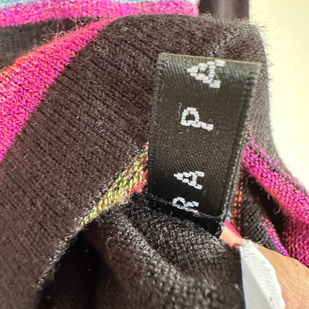 Vintage Rainbow Stripe Mock Neck Knit Sweater Black