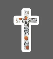 Cross Sticker Daisies Floral Waterproof Jesus Flower Floral Gift NEW