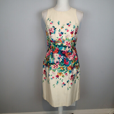 Maeve Anthropologie Cream Floral Cutout Sheath Lined Dress - Main Image