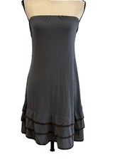 Flux Nouveau Womens Dress Strapless Gray Brown Trim Tie Back Size Small