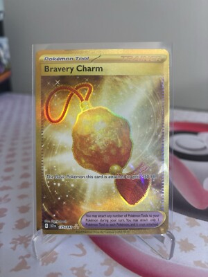 gold bravery charm pokemon card Pokemon Bravery Charm Gold English 175/142 Card NM Stellar Crown In Hand!