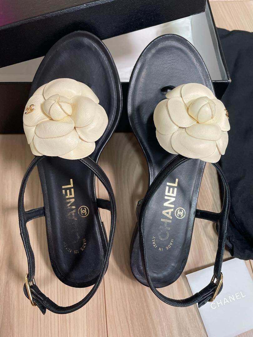 CHANEL COCO MARK Camellia Sandals Mules Pumps Shoes Women EU 34