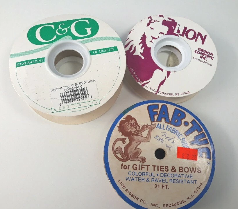 Lote De 3 Carretes De Cinta De Navidad De Colección Rojo Verde Caprichoso Retro .75-1.5 Pulgadas Foto 2 de 4