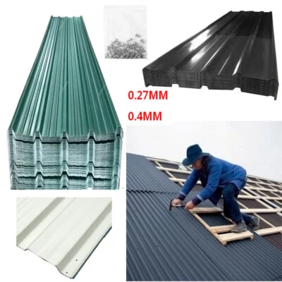 BEST-FURNITUREUK 6/12PCS Corrugated Metal Roof Sheets Profile Galvanized Steel Roofing Carport
