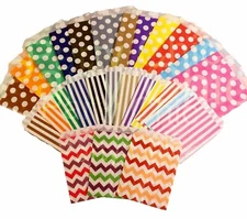 PAPER SWEET COUNTER BAGS POLKA DOT STRIPE PARTY BUFFET CAKE COOKIES SMALL MEDIUM