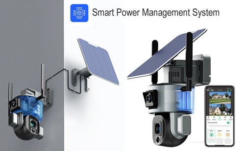 4G WIFI Solar Security Camera CCTV Outdoor Dual Lens 4K CAM 6MM/4X/10X ZOOM IP66 - Picture 2 of 19