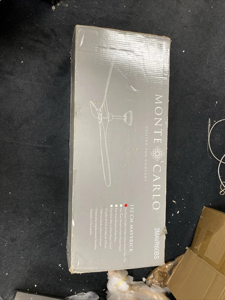 Monte Carlo Fan Company Maverick Ceiling Fan, Brushed Steel/Walnut - 3MAVR60BS - Image 3 of 4