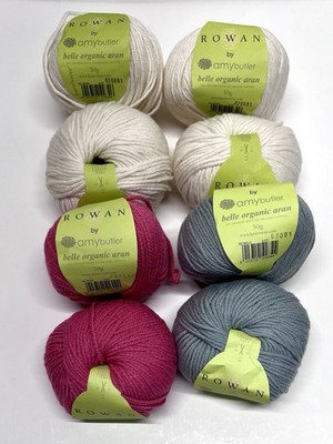 8 Skeins Rowan By Amy Butler Belle Organic Aran Wool Cotton Italy 400g 4 Colors