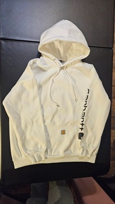 Carhartt Work In Progress Hoodie Pullover Sweatshirt Womens 2XL White Spellout
