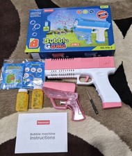 New 2-in-1 Automatic Bubble Gun Toy with Lights  Water Spray