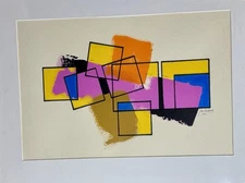 Original Modernist Oil Painting Colorful Abstract Art by Jon Henry Cubist