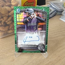 2025 Bowman Chrome - Cristian Arguelles Green Refractor Auto /99 - Rockies