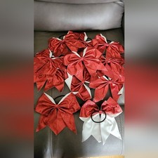 Pack of 12 new red glitter hair bows LARGE