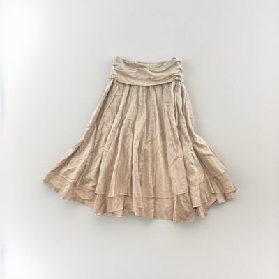 Lapis Spring Skirt M Taupe Fold Over Waist Layered Natural Earthy Boho Hippie