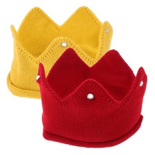2pcs Toddler Knitted Crown Hat for Girls Boys Cute Knit Beanie Cap Baby Frist