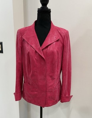 Carlisle SPRING COLLECTION Shimmer Pink Leather Jacket Reptile Print Size 8