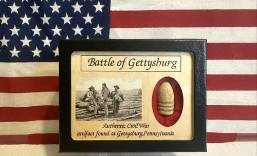 Dropped Civil War Bullet from Gettysburg in Matted Display Case with COA