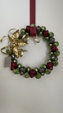 Metal Jingle Bell Christmas Wreath 12 in Green Red Silver Gold w/ Gold Bow
