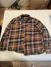 Orvis Men s Heavy Weight Flannel Long Sleeve Button Shirt Orange/Brown Size XL