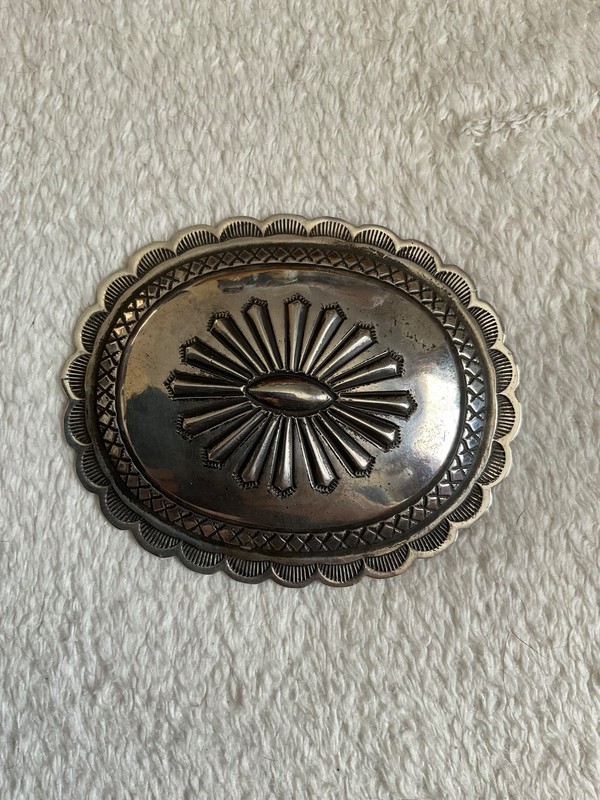 VINTAGE STERLING HANDMADE CONCHO, 3" X 3 5/8"
