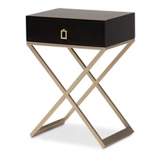 1 Drawer Patricia Brass Tone Metal Nightstand - Baxton Studio