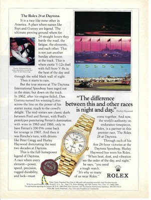 1993 Rolex 24 at Daytona Watch Race Oyster Perpetual Vintage Print Ad/Poster