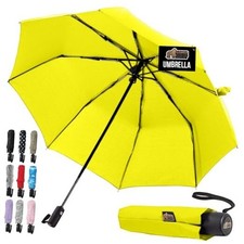Strong Windproof Stick Compact Umbrella for Rain, One-Click Automatic 1 Yellow