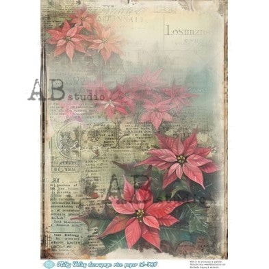 Poinsettia Journal #2 | A4 Rice Paper | Paper for Decoupage | AB Studios