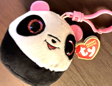 NEW  Ty Beanie Babies BAMBOO the panda Clip On Squishy Beanie Squish-A-Boo