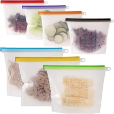 Weesprout 100% Silicone Reusable Food Storage Bags | Set of 7 Leakproof & Airtig