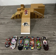 Tech Deck Fingerboard Lot 7 Boards + Skate Park Ramp Set Mixed Brands Some Broke