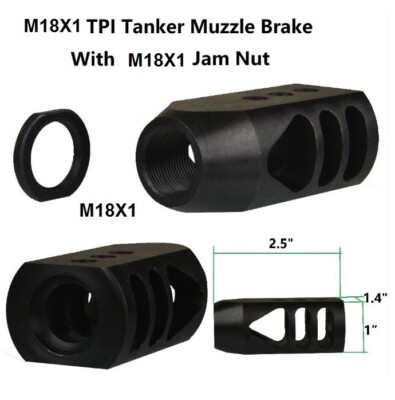 M18x1 .338 Lapua Magnum Competition Tanker Muzzle Brake with M 18x1 Jam Nut