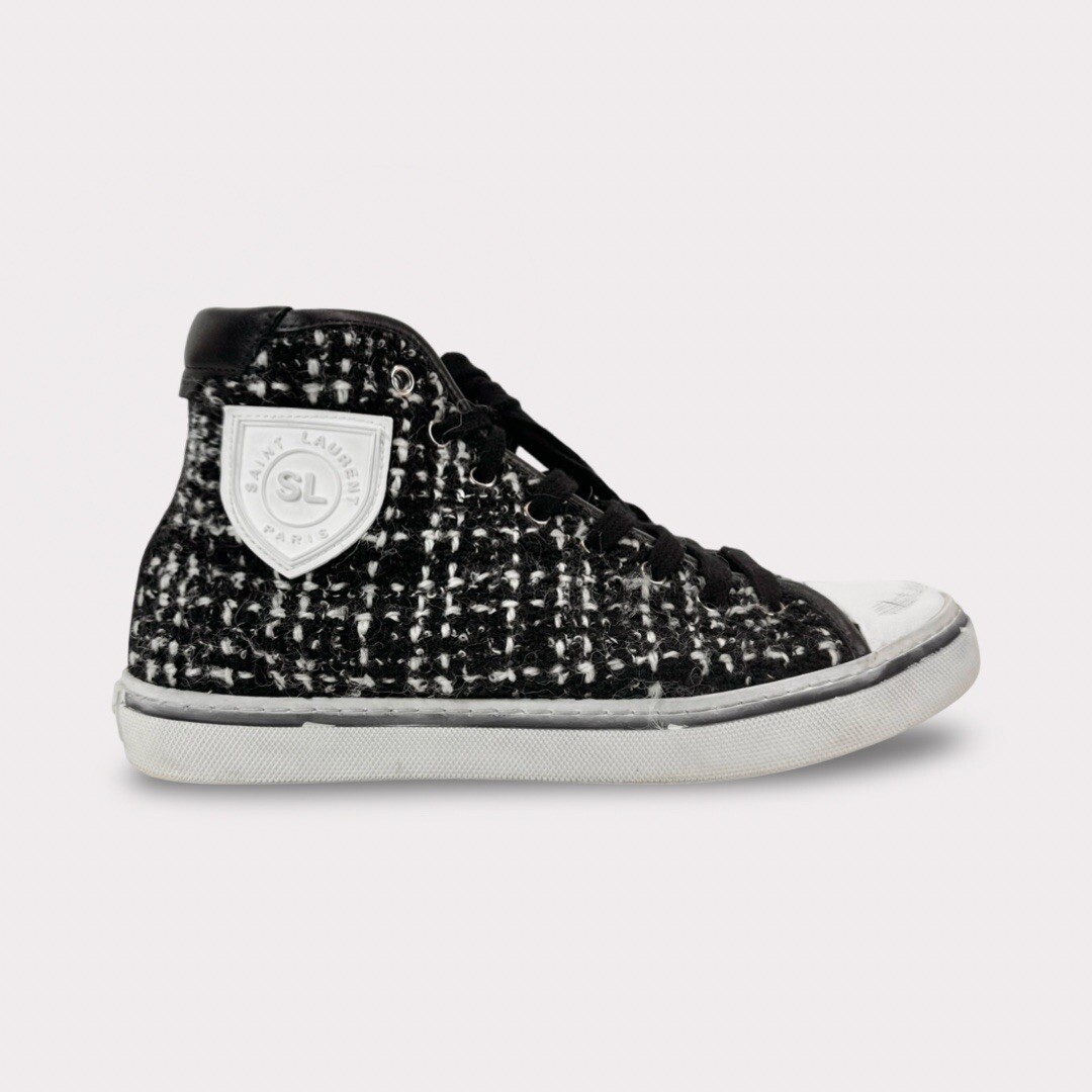 Sneaker media Saint Laurent in tweed Malibu donna 8