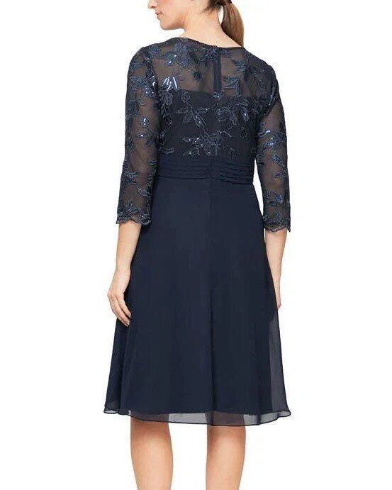 Vestido Top ALEX EVENINGS 16P Azul Marino Bordado Encaje NUEVO $189 Foto 2 de 4