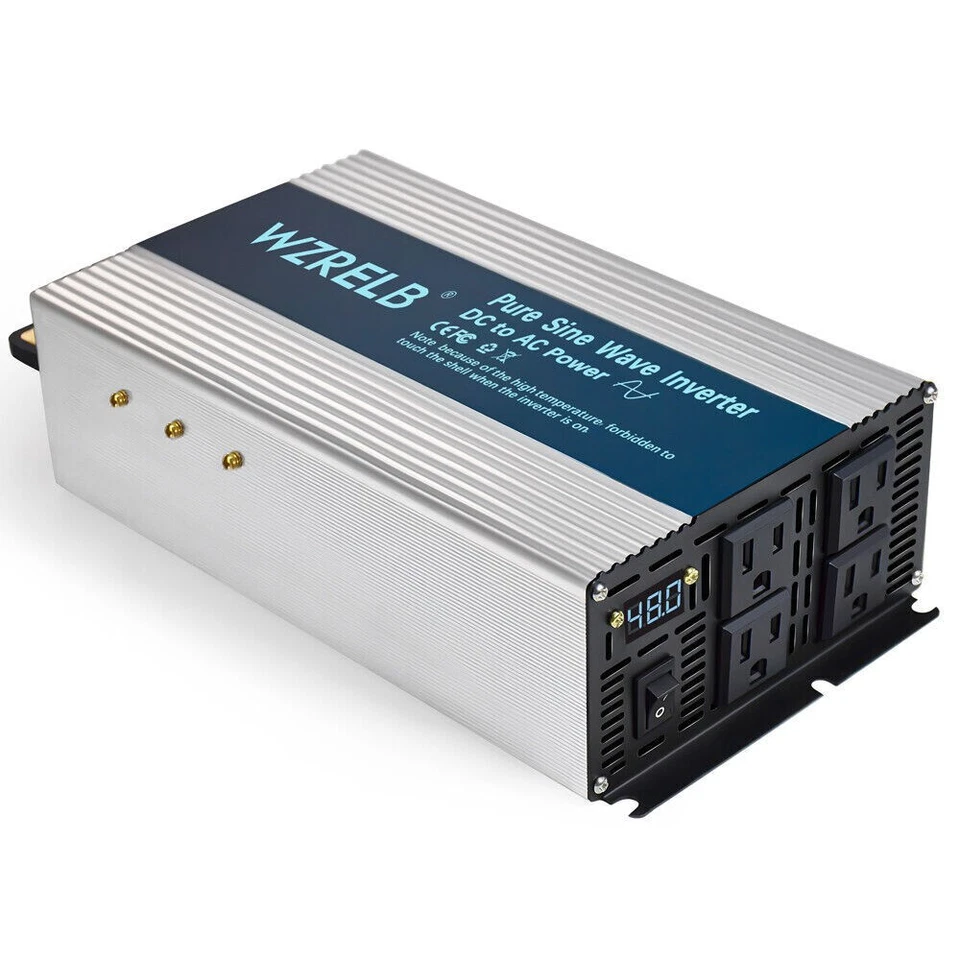 WZRELB 2000W Pure Sine Wave Inverter 48V to 120V Power Converter Truck Camp Solar