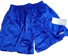Vtg Dolfin Womens M Nylon Shiny Lined w/ Liner Pocket Split Running Shorts Blue