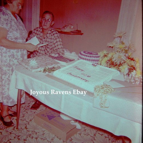 35MM Photo Slide 1962 40th Wedding Anniversary Cake Gifts Flower