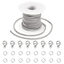 5M Stainless Steel Curb Chains with Spool Jewelry Making Kit Findings 5x3x3mm
